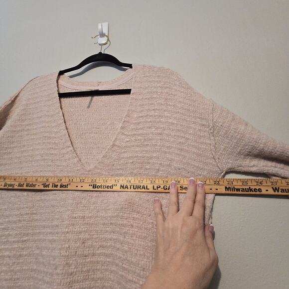 Free People Heart It Laces Long Sweater Womens MED Pink Oversized Boho Coquette - Picture 9 of 14